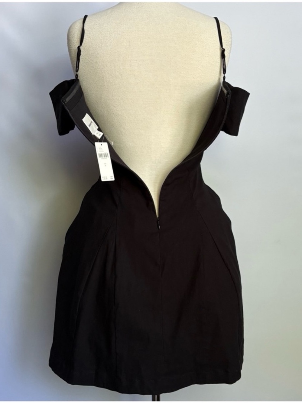 NWT Anthro Maeve Off-The-Shoulder Bow Sexy Elegant Mini Black Dress, S - Picture 10 of 12